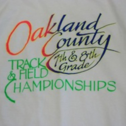 First Oakland county meet shirt.
Photo by Mary Lou Hurych